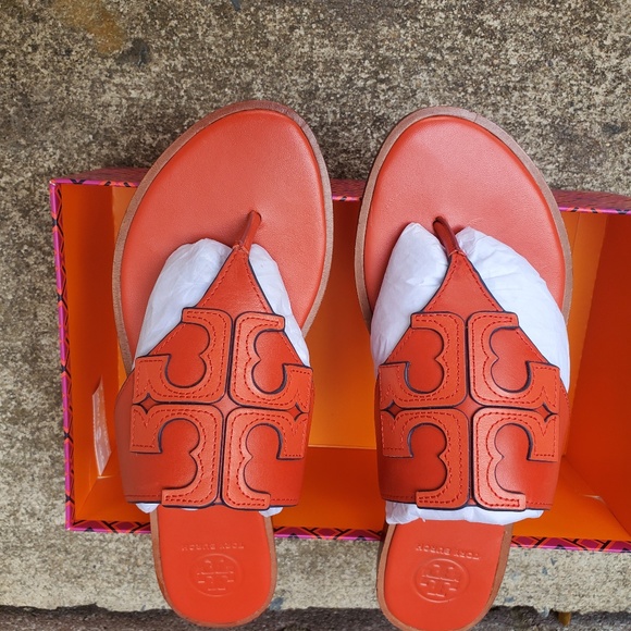 TORY BURCH WOMENS JAMIE THONG LEATHER FLIP FLOP SLIP ON SANDALS SHOES (NWB) - Picture 13 of 13